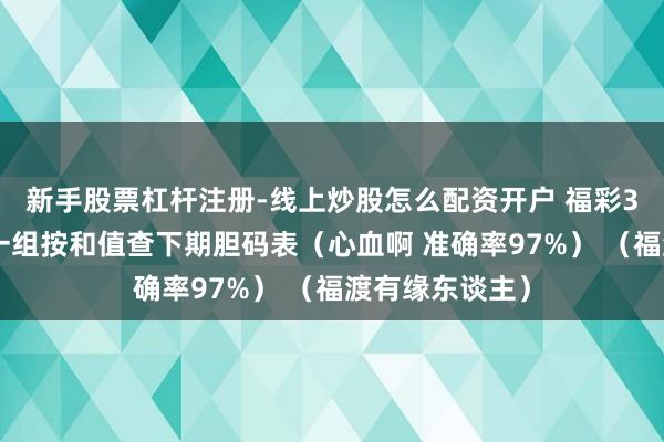 新手股票杠杆注册-线上炒股怎么配资开户 福彩3D今天给寰宇一组按和值查下期胆码表（心血啊 准确率97%） （福渡有缘东谈主）